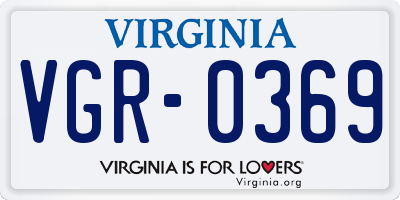 VA license plate VGR0369