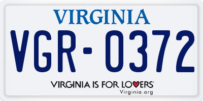 VA license plate VGR0372