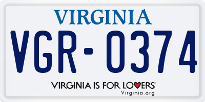 VA license plate VGR0374