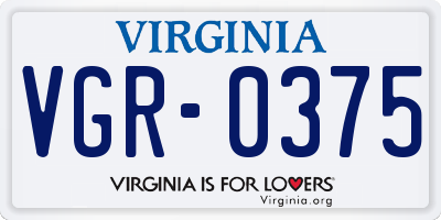 VA license plate VGR0375