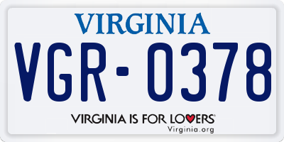 VA license plate VGR0378