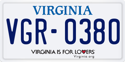 VA license plate VGR0380