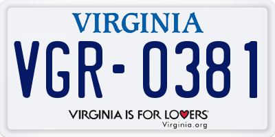 VA license plate VGR0381