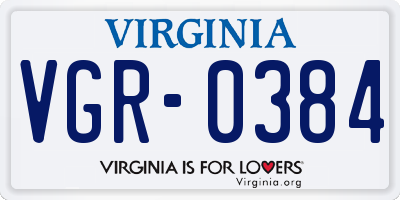 VA license plate VGR0384