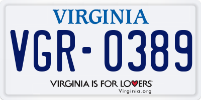 VA license plate VGR0389