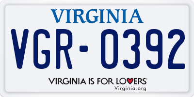 VA license plate VGR0392