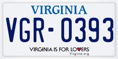 VA license plate VGR0393