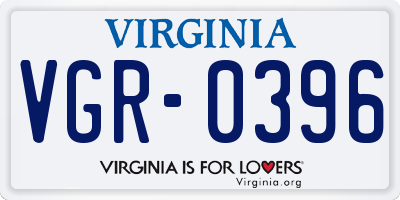 VA license plate VGR0396