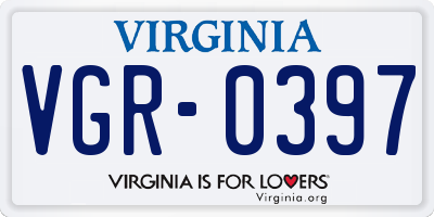 VA license plate VGR0397