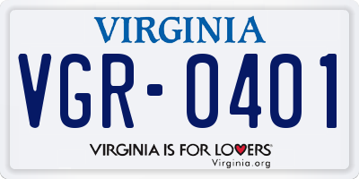 VA license plate VGR0401