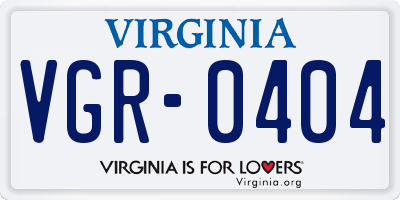 VA license plate VGR0404