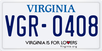 VA license plate VGR0408