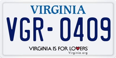 VA license plate VGR0409