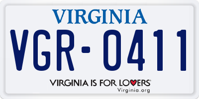 VA license plate VGR0411
