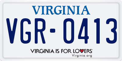 VA license plate VGR0413