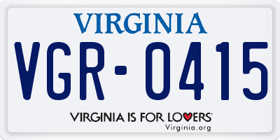VA license plate VGR0415
