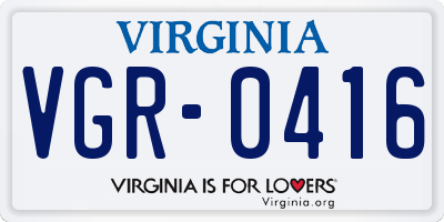 VA license plate VGR0416