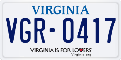 VA license plate VGR0417