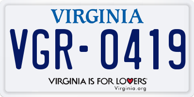VA license plate VGR0419