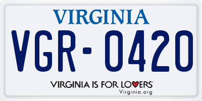 VA license plate VGR0420
