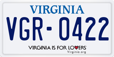 VA license plate VGR0422