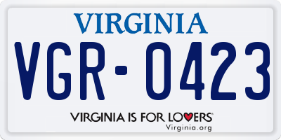 VA license plate VGR0423