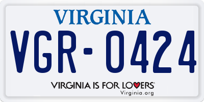 VA license plate VGR0424