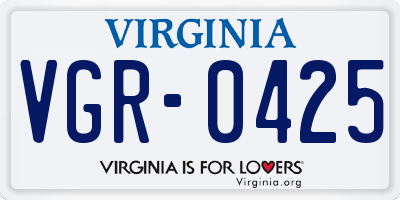 VA license plate VGR0425