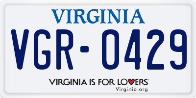 VA license plate VGR0429