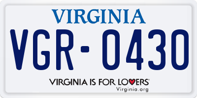 VA license plate VGR0430