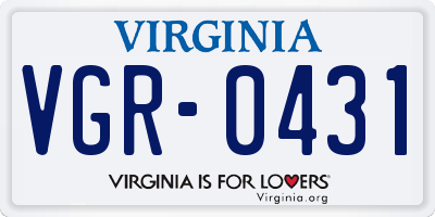 VA license plate VGR0431