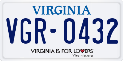 VA license plate VGR0432