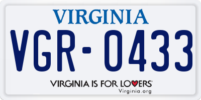 VA license plate VGR0433