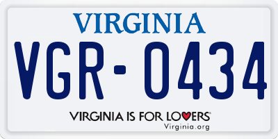 VA license plate VGR0434