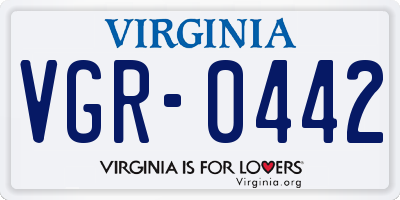 VA license plate VGR0442