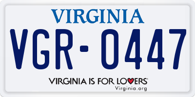 VA license plate VGR0447