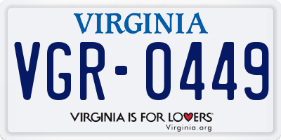 VA license plate VGR0449