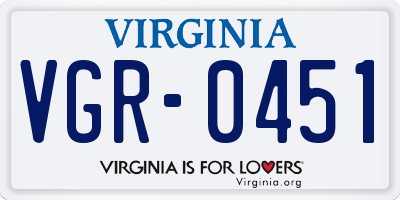 VA license plate VGR0451