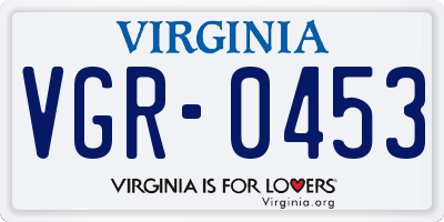 VA license plate VGR0453