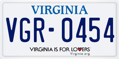 VA license plate VGR0454