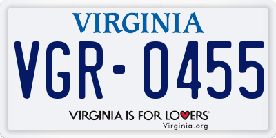 VA license plate VGR0455