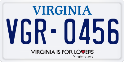 VA license plate VGR0456