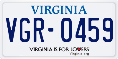 VA license plate VGR0459