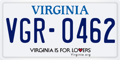 VA license plate VGR0462
