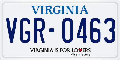 VA license plate VGR0463