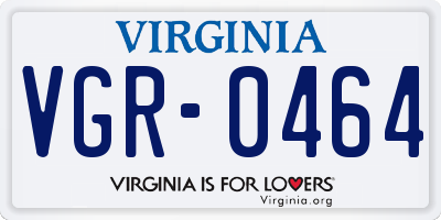 VA license plate VGR0464