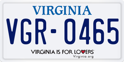 VA license plate VGR0465