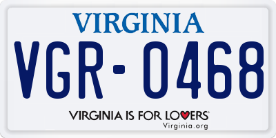 VA license plate VGR0468