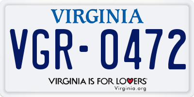 VA license plate VGR0472