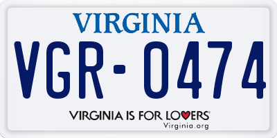 VA license plate VGR0474